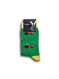 TwoSocks lustige Socken| Trecker Socken| Fun-Socken Traktor Socken Herren| Einheitsgröße 36-45 | Socken Männer & Frauen (Traktor) von TwoSocks