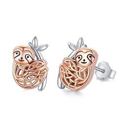 Faultier-Ohrringe 925er-Sterlingsilber süße Faultier-Geschenke Ohrstecker vergoldet Tierschmuck für Frauen und Mädchen von Twoowl