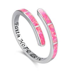 Glaube Liebe Hoffnung Ring 925 Sterling Silber Heißes Rosa Opal Ring Verstellbare Ringe Opal Schmuck für Frauen Mädchen Geburtstag von Twoowl
