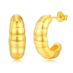 Goldene Wassertropfen-Ohrringe 925er-Sterlingsilbe hohl halboffene Ohrringe modisch hypoallergen Schmuck Geschenke für Frauen von Twoowl