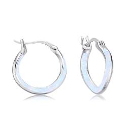 Opal Ohrringe 925 Sterling Silber Weiß Opal Ohrringe Hypoallergen Huggie Ohrringe Opal Schmuck Geschenke für Frauen Mädchen Geburtstag von Twoowl