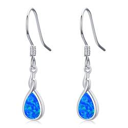 Opal Ohrringe für Frauen 925 Sterling Silber Blau Opal Ohrringe Teardrop Drop Ohrringe Hypoallergen Opal Schmuck Geschenke für Mädchen von Twoowl