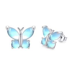 Schmetterling Mondstein Ohrringe für Frauen 925 Sterling Silber Mondstein Schmetterling Ohrstecker Schmetterling Schmuck Geschenke für Mädchen von Twoowl