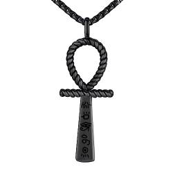 Twoowl Ankh Necklace for Men Women 925 Sterling Silver Black Ankh Cross Pendant Eye of Horus Ancient Egyptian Jewellery Gifts for Men Women von Twoowl
