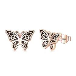 Twoowl Butterfly Ohrringe 925 Sterling Silber Celtic Schmetterlingsstufen Ohrringe für Frauen Celtic Schmuckschmuck Geschenke für Frauen Mädchen von Twoowl