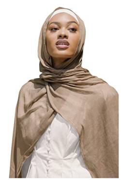 Txameru Hijab für Frauen Hijab Schal Muslim Rayon Crinkle Hijab mit Fransenrand, CAMEL, Large von Txameru