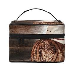 Amerikanische Flagge Muster Drucken Make-up Tasche,Tragbare Kosmetiktasche,Große Kapazität Reise Make-up Fall Organizer, American West Rodeo Hut, Einheitsgröße von TyEdee