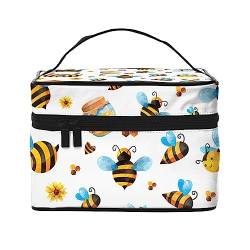 Cartoon niedliche Elefanten-Druck-Make-up-Tasche,Tragbare Kosmetiktasche,Große Kapazität Reise Make-up Fall Organizer, Cartoon Bee Muster, Einheitsgröße von TyEdee