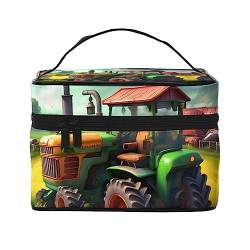 Fantasie-Piratenschiff-Druck-Make-up-Tasche,Tragbare Kosmetiktasche,Große Kapazität Reise Make-up Fall Organizer, Fantasy Farm Traktor, Einheitsgröße von TyEdee