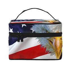 Flugzeug-Cockpit-Druck-Make-up-Tasche,Tragbare Kosmetiktasche,Große Kapazität Reise-Make-up-Kasten-Organisator, American Bald Eagle, Einheitsgröße von TyEdee