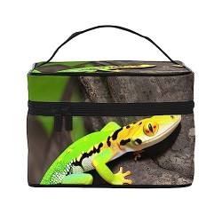 Grüne Geckos Print Make-up Tasche,Tragbare Kosmetiktasche,Große Kapazität Reise Make-up Fall Organizer, Grüne Geckos, Einheitsgröße von TyEdee