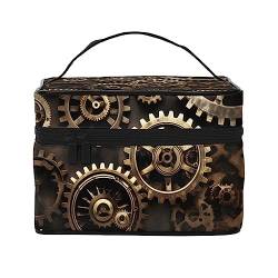 Kuh Pelz Print Print Make-up Tasche,Tragbare Kosmetiktasche,Große Kapazität Reise Make-up Fall Organizer, Coole Steampunk-Getriebe, Einheitsgröße von TyEdee