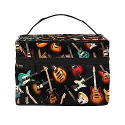 Make-up-Tasche mit Hawaii-Surfer auf gewelltem Druck, tragbare Kosmetiktasche, große Kapazität, Reise-Make-up-Kasten-Organizer, Gitarren-Standard-Skala-2_00x, Einheitsgröße von TyEdee