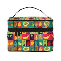 Schöne Schmetterlinge drucken Make-up-Tasche,Tragbare Kosmetiktasche,Große Kapazität Reise Make-up Fall Organizer, Art Style Fruit, Einheitsgröße von TyEdee