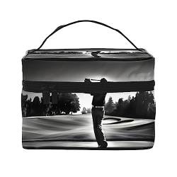 Schwarz und Weiß Golf Print Make-up Tasche,Tragbare Kosmetiktasche,Große Kapazität Reise Make-up Fall Organizer, Schwarz-Weiß-Golfs, Einheitsgröße von TyEdee