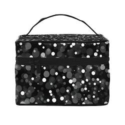 Schwarz und Weiß Golf Print Make-up Tasche,Tragbare Kosmetiktasche,Große Kapazität Reise Make-up Fall Organizer, Schwarz-weißer Punktdruck, Einheitsgröße von TyEdee