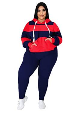 Tycorwd Damen Plus Size Zweiteilige Outfits Sweatsuits Sets Langarm Loungewear Trainingsanzug Sets, rot, blau, 3XL Mehr von Tycorwd