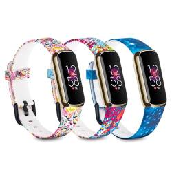 3-Pack Fitbit Luxe Bänder kompatibel mit Luxe Band Frauen Männer, Einstellbare Silikon Sport Ersatz Muster Bänder für Fitbit Luxe Uhr,Flexible Armbänder für Luxe Fitness Tracker Wasserdicht von Tyeyober
