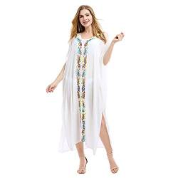 Tyidalin Damen Kaftan Sommer Strandkleid Lang Übergröße Strandponcho Tunika Maxi Pareo Boho Kimono Blumendruck (Farbe 10) von Tyidalin