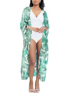 Tyidalin Damen Kimono Cardigan Sommer Strandkleid Lang Chiffon Strandponcho Pareo Boho Bikini Cover up (Farbe 09) von Tyidalin