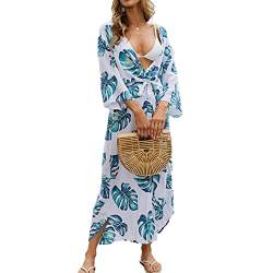 Tyidalin Damen Kimono Cardigan Sommer Strandkleid Lang Strandponcho Maxi Pareo Blumendruck (Farbe 5) von Tyidalin