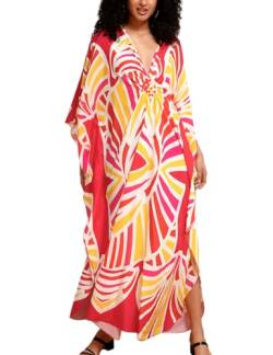 Tyidalin Damen Strandkleid Boho Strandponcho Maxi Lange Pareo Sommerkleid Maxikleid Lose Kaftan Blumendruck für Urlaub (Farbe 32, Einheitsgröße) von Tyidalin