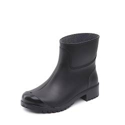 Tymar Damen Kurze Gummistiefel Matt Kurzschaft Regenstiefel Boots Outdoor Gartenschuhe Halbhohe (38 EU, Schwarz) von Tymar