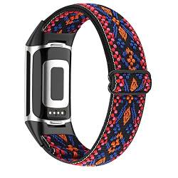 Tyogeephy Elastischer Loop Armband Kompatibel mit Fitbit charge 5, Nylon-Schleife Dehnbares Ultraleichtes weiches Ersatzarmband für charge 5 Aktivitäts Tracker von Tyogeephy