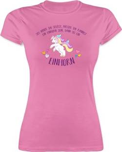 Damen T-Shirt - Unicorn - Sei Immer du selbst ausser du Kannst EIN Einhorn Sein dann sei EIN Einhorn - L - Rosa - faschingst-Shirt Einhorn, außer t Shirt Frauen Tshirt Tshirts t-Shirts Oberteil von TypoT