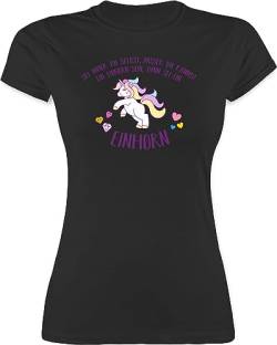 Damen T-Shirt - Unicorn - Sei Immer du selbst ausser du Kannst EIN Einhorn Sein dann sei EIN Einhorn - L - Schwarz - t Shirt lustige sprüche einhornshirt einhörner humorvolle Tshirt Frau mädchen von TypoT