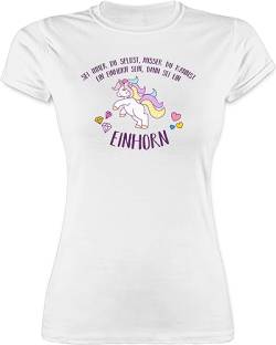 Damen T-Shirt - Unicorn - Sei Immer du selbst ausser du Kannst EIN Einhorn Sein dann sei EIN Einhorn - XXL - Weiß - t Shirt lustige sprüche einhornshirt Einhorn, humorvolle Tshirts für Frauen von TypoT