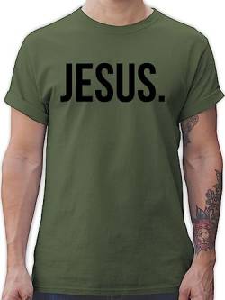 Herren T-Shirt - Statement Glaube Religion - Jesus Christus - L - Army Grün - christliches Tshirts christlich t-Shirts christlicher Tshirt jesús Shirt christliche t Jesus. Aufschrift von TypoT