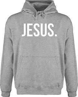 TypoT Herren Hoodie Kapuzenpullover - Statement Glaube Religion - Jesus Christus Weiss - 4XL - Grau meliert von TypoT