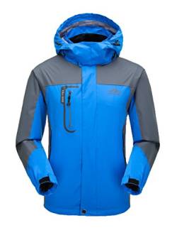 Herren Funktionsjacke Wasserdicht/Winddicht/Atmungsaktiv Outdoor Jacke Übergangsjacke mit abnehmbrer Kapuze Blau von Tyraptor