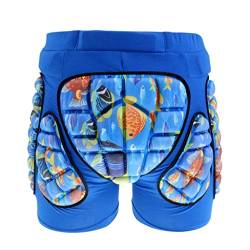 Deluxe gepolsterte Eiskunstlauf-Shorts für Kinder, Jungen und Mädchen, 3D-Schutzpolster für Hüfte, Steißbein und Hintern (Blau, XS) von U/D
