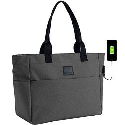 Große Tragetasche für Frauen, Arbeit, passend für 39,6 - 43,2 cm (15,6 - 17 Zoll) Laptop Schultertasche USB Lehrertasche mit vielen Taschen von U/D