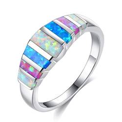 U/K NützlichBunte künstliche Opal Ring Exquisite mehrfarbige künstliche Platz edelstein Ring Frauen schmuck, 10 umweltfreundlich und praktisch von U/K