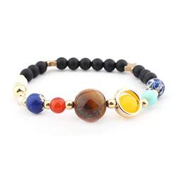 U/K RomantischFrauen handgemachte Galaxy Solar System Armband Universum neun Planeten Sterne Naturstein Perlen Armreif stilvoll und beliebt von U/K