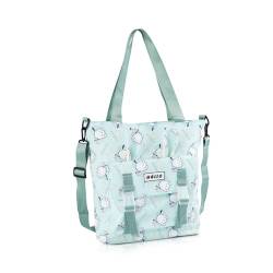 U-CHYTY Cartoon Kitty Canvas Tote Bag Kitty Shoulder Bag 2 Ways Portable Storage Handbags for Girl Women Shopping, Grün von U-CHYTY