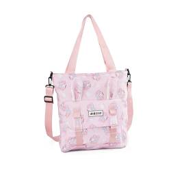 U-CHYTY Cartoon Kitty Canvas Tote Bag Kitty Shoulder Bag 2 Ways Portable Storage Handbags for Girl Women Shopping, Melo von U-CHYTY