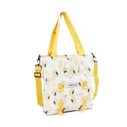 U-CHYTY Cartoon Kitty Canvas Tote Bag Kitty Shoulder Bag 2 Ways Portable Storage Handbags for Girl Women Shopping, gelb von U-CHYTY
