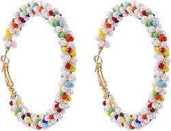 Bunte Perlen Creolen Perlen Kreis baumeln Ohrringe für Frauen Mädchen Nützlich und praktisch von U-K
