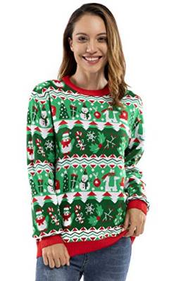 Damen Weihnachtspullover Lustig Unisex, Crew Neck, Hässliche Pulli Strickpullover Ugly Weihnachtspulli , Langarm - Festliche Fairisle von U LOOK UGLY TODAY