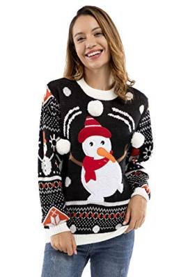 U LOOK UGLY TODAY Damen Lustig Weihnachtspullover Stickpullover mit Festlichen Charakter Rentier/Weihnachtsmann/Elephant/Schneemann von U LOOK UGLY TODAY