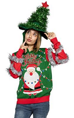 U LOOK UGLY TODAY Damen Weihnachtspullover Hoodie Kapuzenpullover für Weihnachten - Go to Tinseltown von U LOOK UGLY TODAY