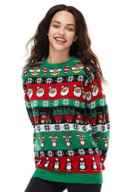 U LOOK UGLY TODAY Hässlicher Weihnachtspullover, Unisex Lustiger Chunky Fair Isle Gestrickter Festlicher Pullover für Party Classic Cuties on a Roll 3XL von U LOOK UGLY TODAY