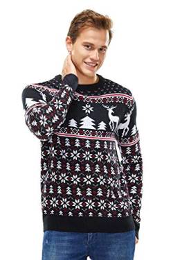 U LOOK UGLY TODAY Hässlicher Weihnachtspullover, Unisex Lustiger Chunky Fair Isle Gestrickter Festlicher Pullover für Party Der Stil Standard-Blau M von U LOOK UGLY TODAY