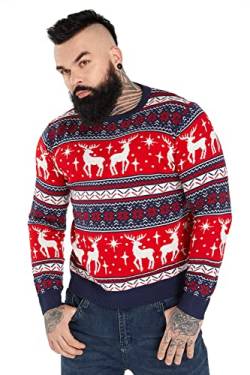 U LOOK UGLY TODAY Hässlicher Weihnachtspullover, Unisex Lustiger Chunky Fair Isle Gestrickter Festlicher Pullover für Party Reindeer on Repeat 3XL von U LOOK UGLY TODAY