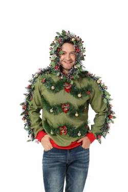 U LOOK UGLY TODAY Herren Hässlicher Weihnachtspullover Hoodie lustiger gestrickter Kapuzenpullover für Weihachten festliches Unisex Damen Weihnachtspullover Sweatshirt für Party S von U LOOK UGLY TODAY