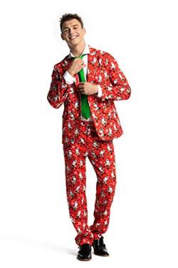 U LOOK UGLY TODAY Herren Lustige Weihnachtsanzüge für Weihnachten Party Kostüm Festliche Anzug aus Sakko, Hose und Krawatte von U LOOK UGLY TODAY